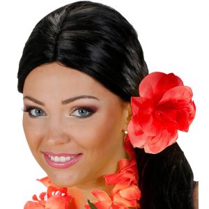 Hawaii / Blumen Haargummi mit Blume Textilblume in Rosenform rot