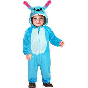 Türkises Monster Kinderplüschkostüm Overall Plüsch Kapuze mit lustigem Gesicht bunt