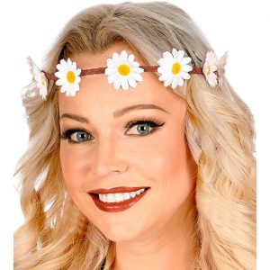 Blumen Margeriten Haarkranz Blumenkranz Stirnband Haarband mit Gänseblümchen Blüten weiß-braun