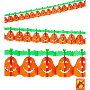 Kürbisse Dekogirlande aus Papier flammenhemmend 400cm orange-grün