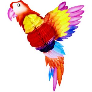 Vogel Papagei Dekowabe Wabenfigur 38cm bunt