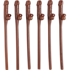 Lustiger Penis JGA Deko Strohhalme Mehrweg Scherzartikel Set haut_dunkel