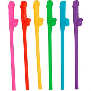 Lustiger Penis JGA Deko Strohhalme Mehrweg Scherzartikel Set bunt