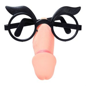 Lustiger Penis JGA Deko Brille ohne Gläser Scherzartikel aus Kunststoff haut-schwarz