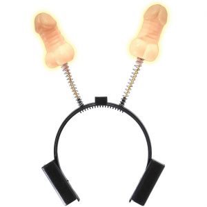 Penis Deko Accessoire / Haarreif / Fühler LED Scherzartikel blinkend haut-schwarz
