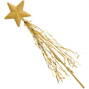 Elfe Fee Zauberstab Zepter Feenstab mit Glitzer und Lametta in Sternform gold